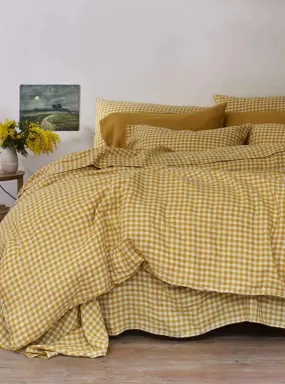 Honey Gingham Linen Duvet Cover