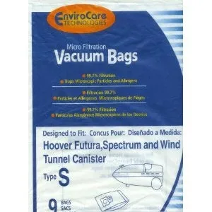 HOOVER,S, PAPER BAGS-9PK, MICROLINED, CANISTER ENVIROCARE, REPL