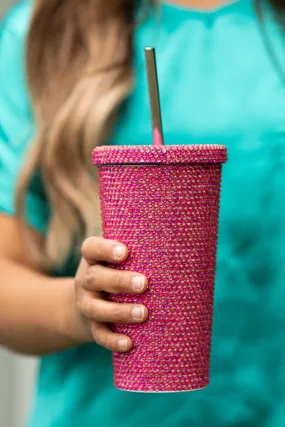 Hot Pink Rhinestone 17oz Tumblers