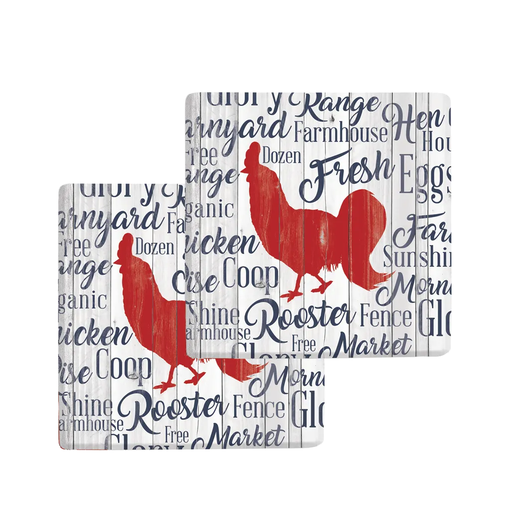 HP77BA 2 Pack Licensed Farmhouse Rooster Hot Pad Set