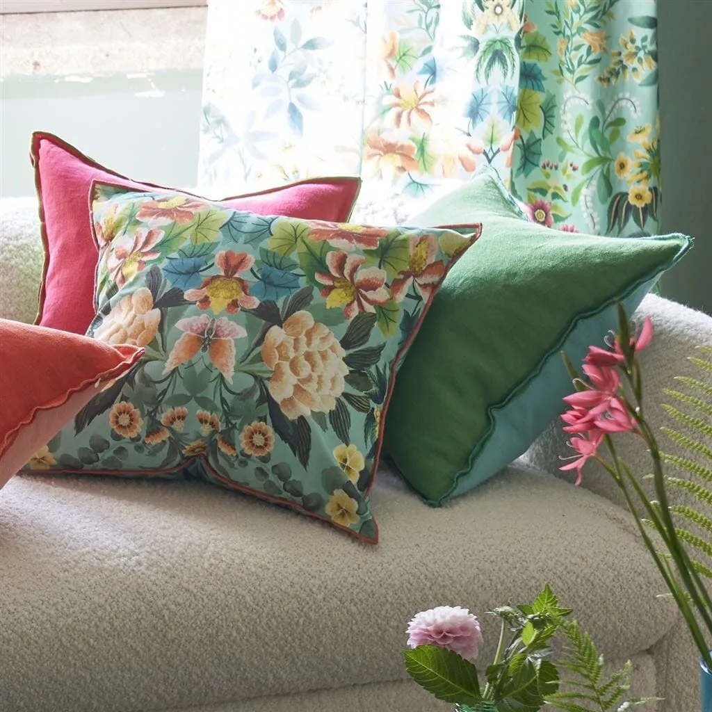 Ikebana Damask Aqua Decorative Pillow by Designers Guild