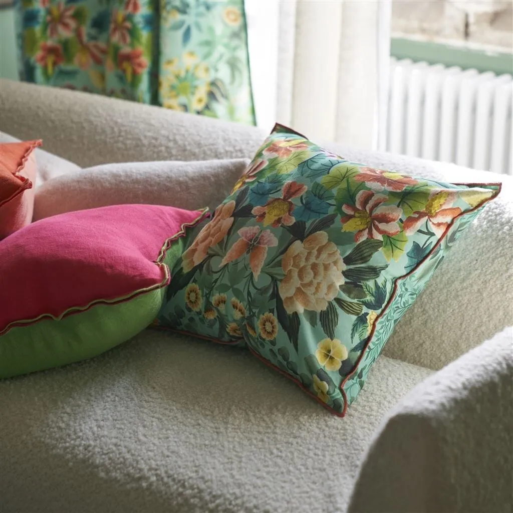 Ikebana Damask Aqua Decorative Pillow by Designers Guild