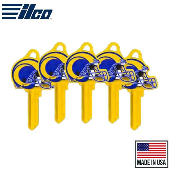 Ilco - NFL TeamKeys - Helmet Edition - Key Blank - Los Angeles Rams - KW1 (5 Pack)