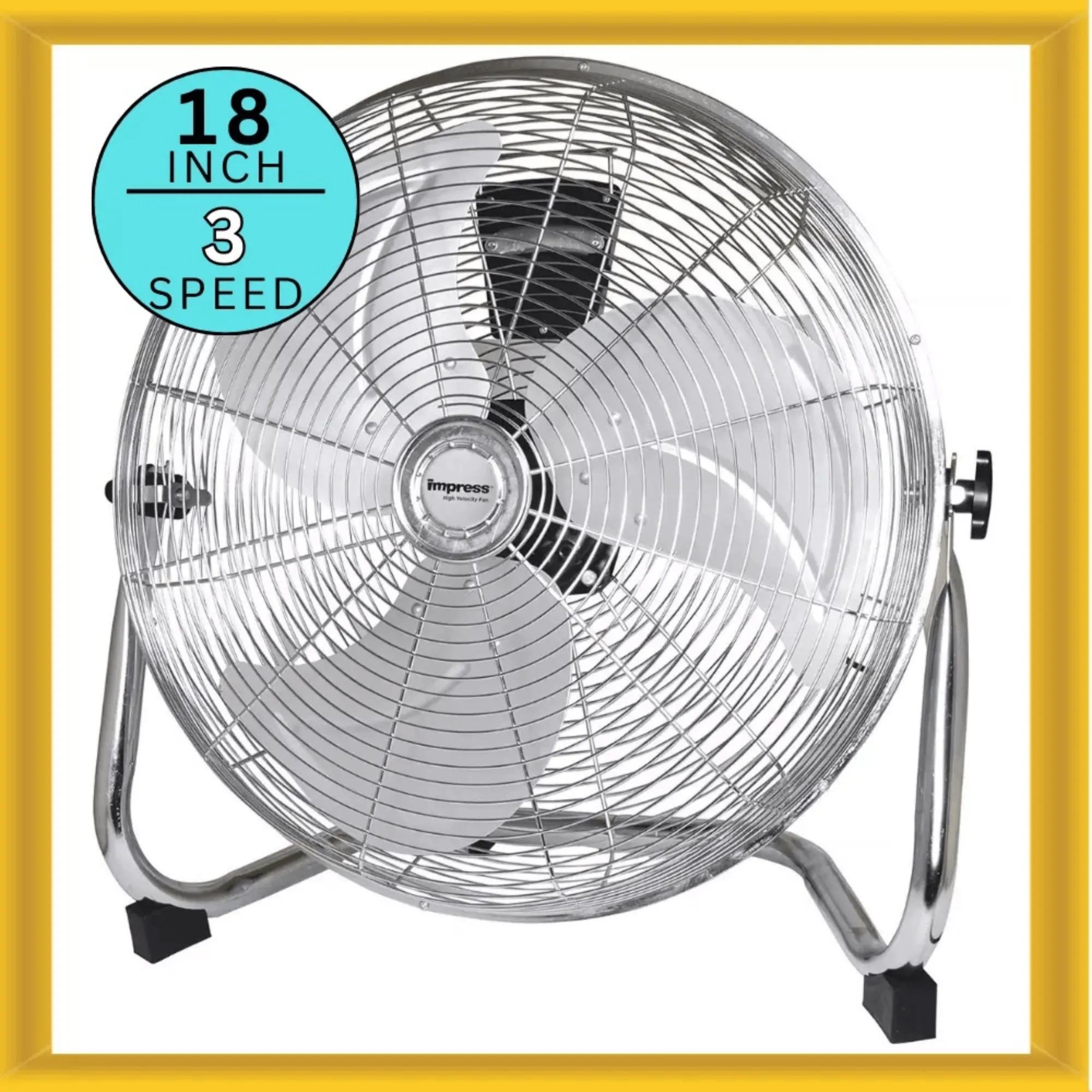 Impress 18-Inch High-Velocity Floor Fan with Chrome Finish