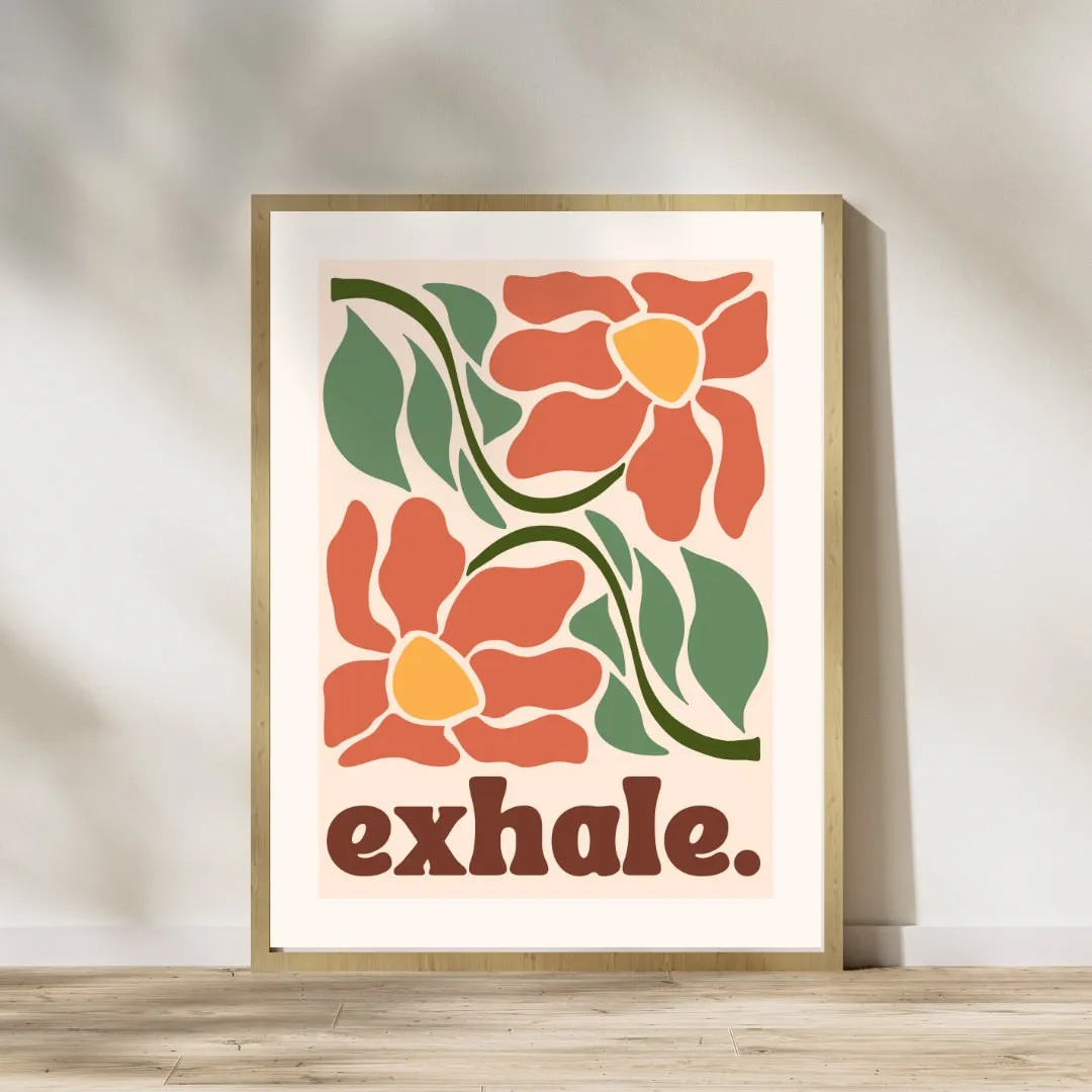 Inhale, Exhale. Two Print Set - Meditation Room Print - Neutral Boho Quote Print - Meditation Wall Art - Meditation Room Print - Relaxing