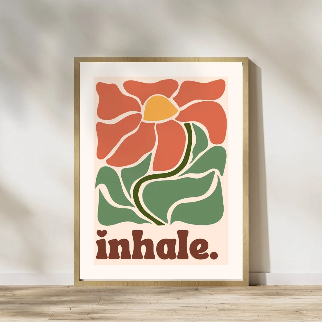 Inhale, Exhale. Two Print Set - Meditation Room Print - Neutral Boho Quote Print - Meditation Wall Art - Meditation Room Print - Relaxing