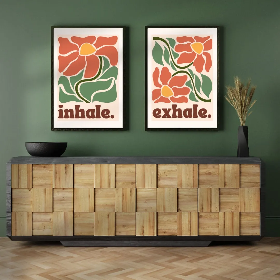 Inhale, Exhale. Two Print Set - Meditation Room Print - Neutral Boho Quote Print - Meditation Wall Art - Meditation Room Print - Relaxing