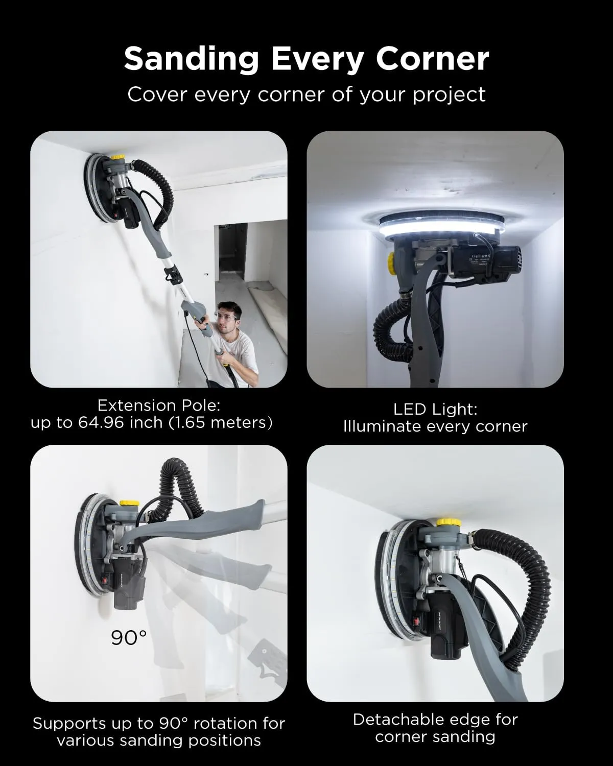 InoKraft Drywall Sander with Vacuum Dust Collector