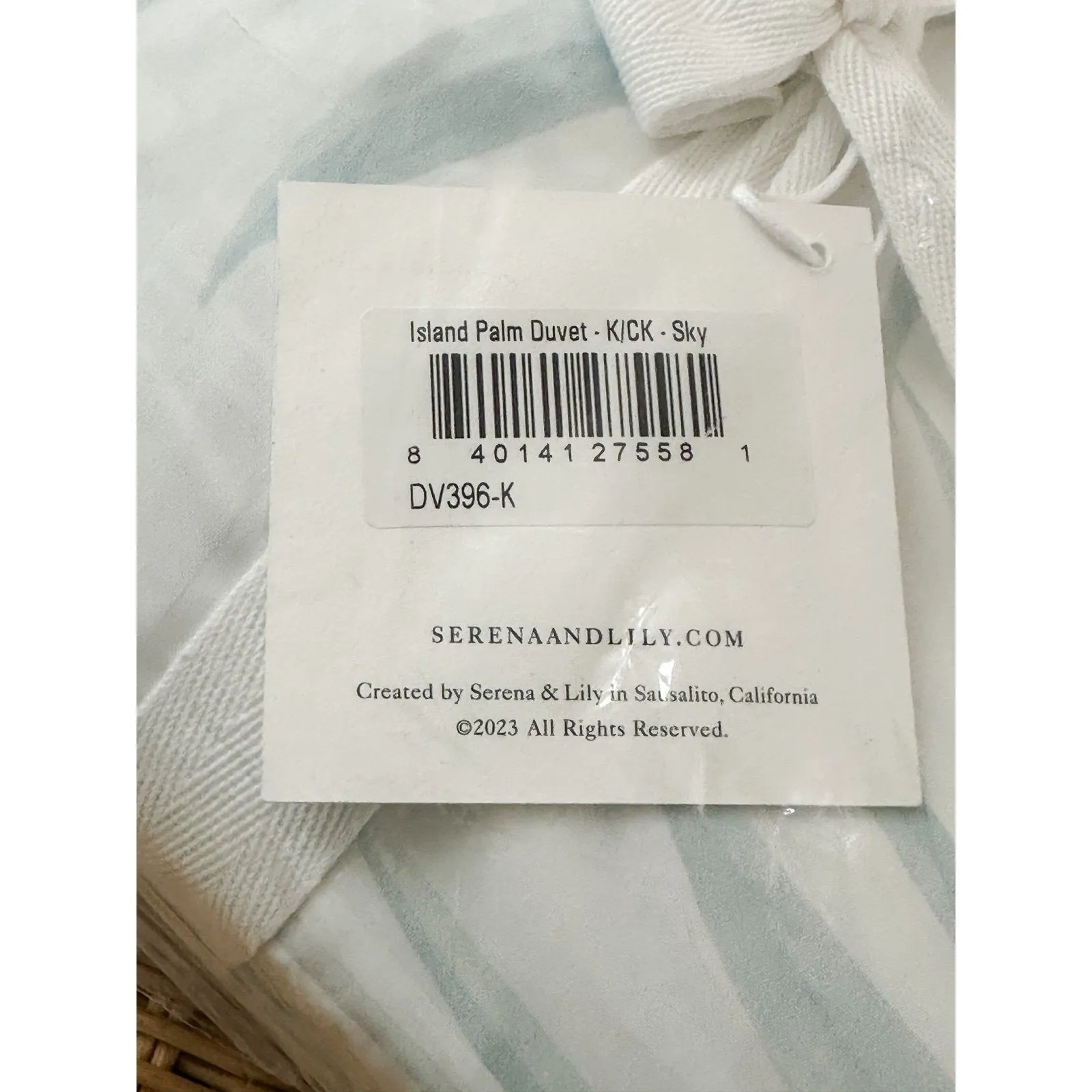 Island Palm Percale Duvet Cover (K/CK) & 2 King Shams-Sky