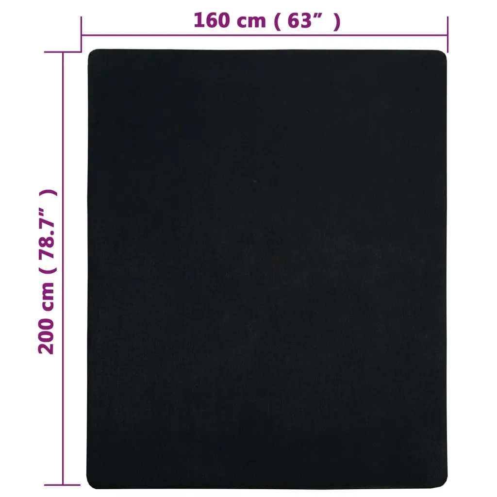 Jersey Fitted Sheet Black 160x200 cm Cotton