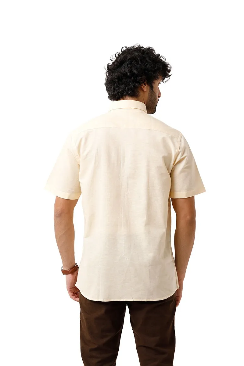 Jute Classic - Cream Yellow Formal Shirt For Men | Ariser