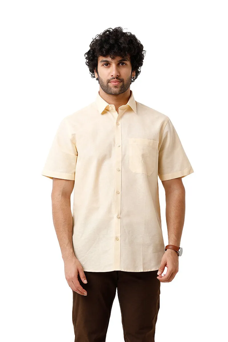 Jute Classic - Cream Yellow Formal Shirt For Men | Ariser