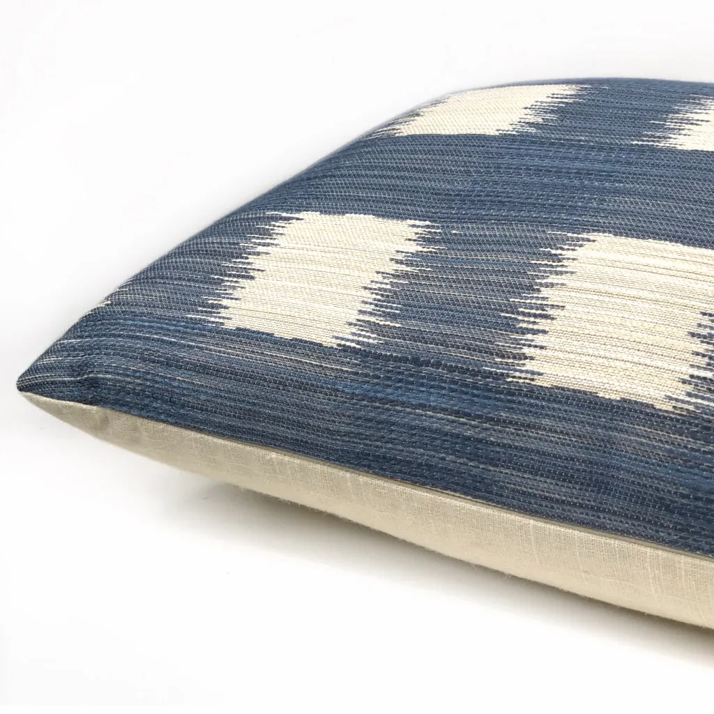 Kravet Ikat Plaid Checks Blue Off-White Geometric Pillow Cover