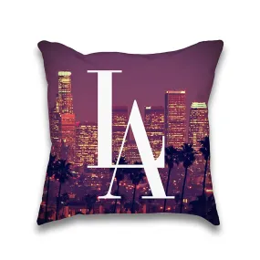 LA Downtown DTLA Skyline Typography Throw Pillow