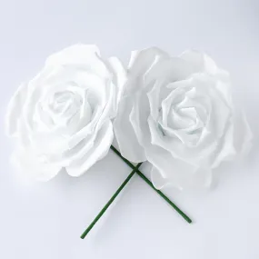 Large 12" White Garden Rose Foam Flower Backdrop Wall Decor, 3D Premade (2-PACK)  for Weddings, Photo Shoots, Birthday Parties and more