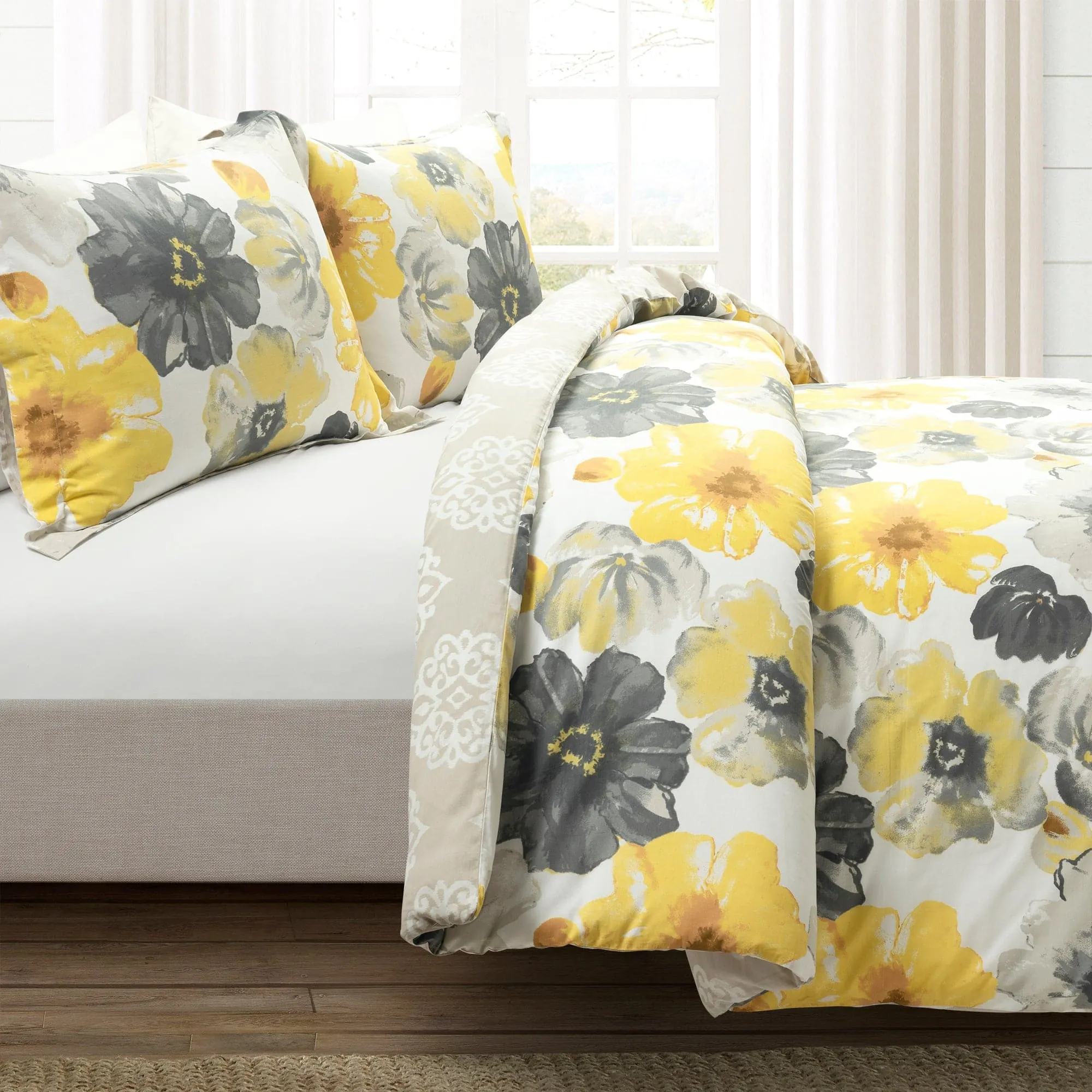 Leah Reversible Cotton Duvet Cover 3 Piece Set