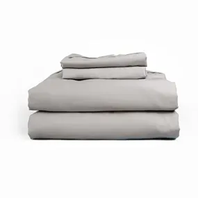 Leesa Sheet Set, 100% Cotton Cooling Sateen with High Thread Count, King Size, Grey/ 30-Night Trial