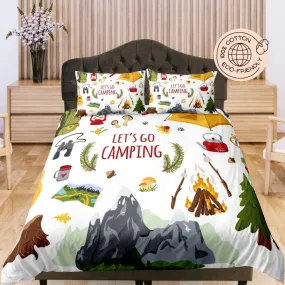 Let's Go Camping, Outdoor Themed Cotton Duvet Cover Set for Kids, Toddler Bedding, Baby Zipper Bedding, Nursery Cotton Bedding, Crib Blanket