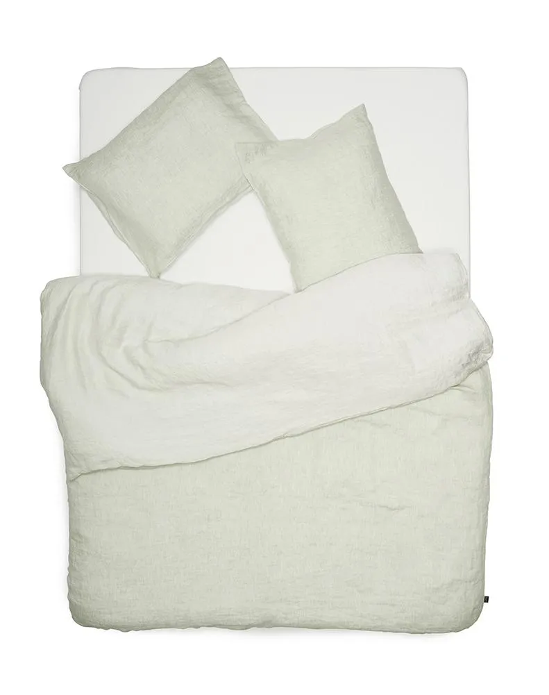 Linen Bedding Two Tone Stonewashed in Mint Color