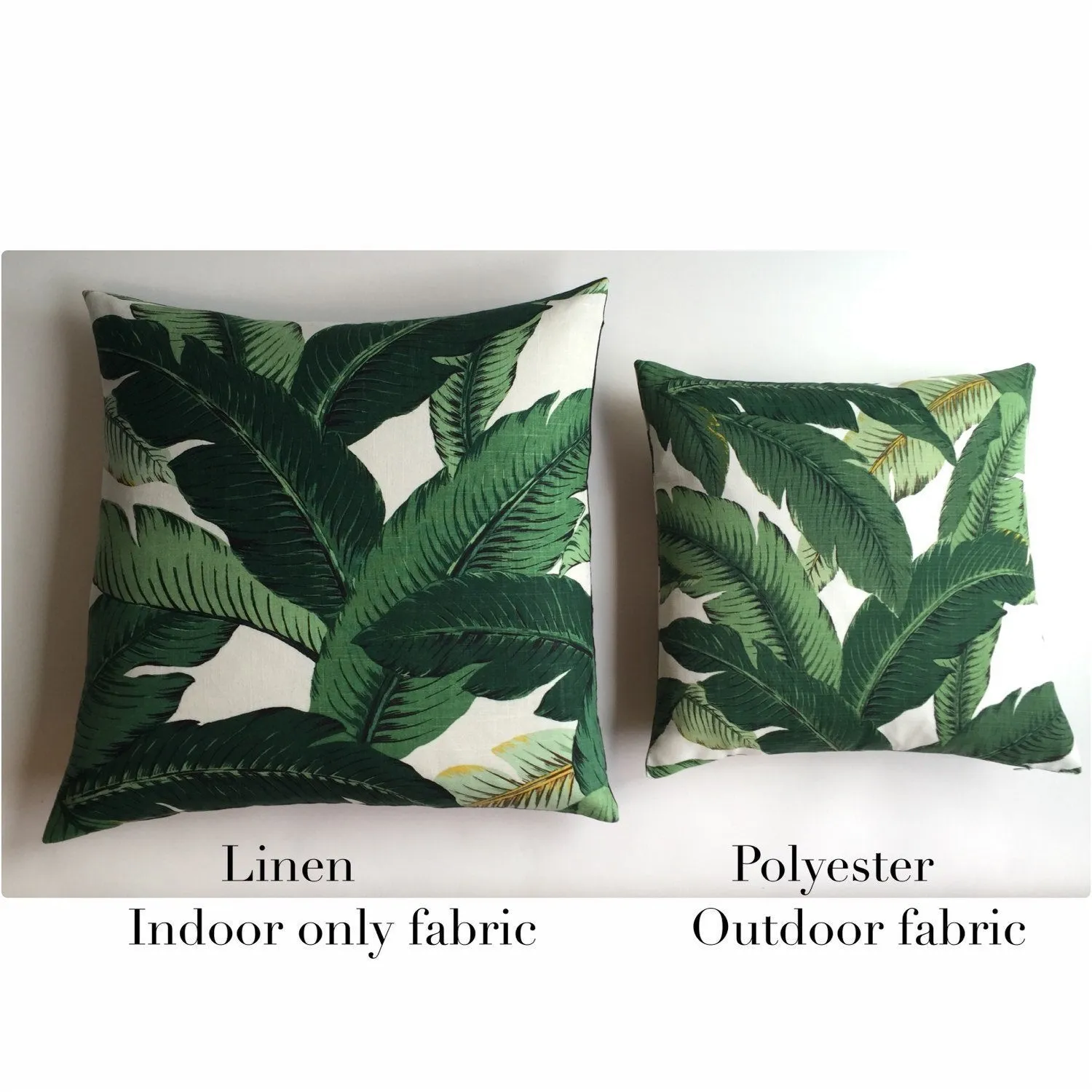 LINEN Dark Green Banana Leaves Beverly Hills Hollywood Regency Pillow Cover