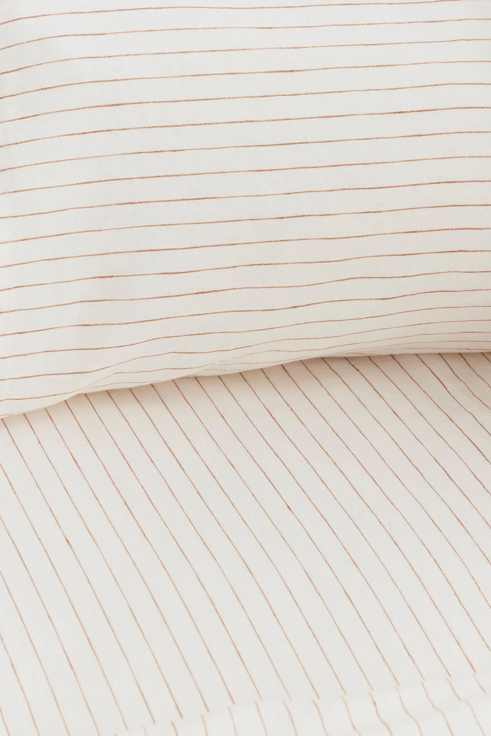 Linen Duvet Cover Tobacco Pinstripe