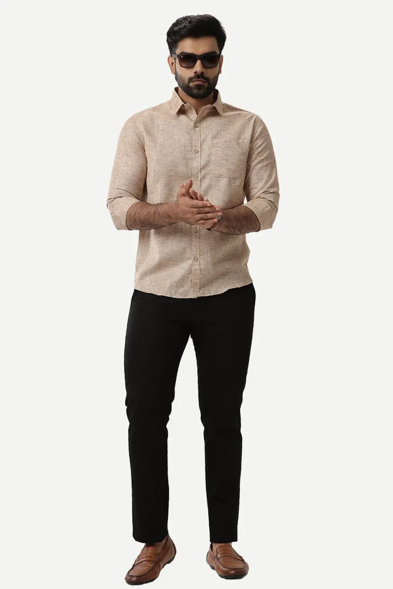 Linen Feel - Light brown Formal Shirts For Men | Ariser