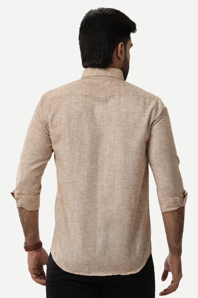 Linen Feel - Light brown Formal Shirts For Men | Ariser