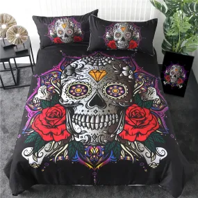 Lotus Masonry Skull Quilt Cover Three-piece Bedding Set