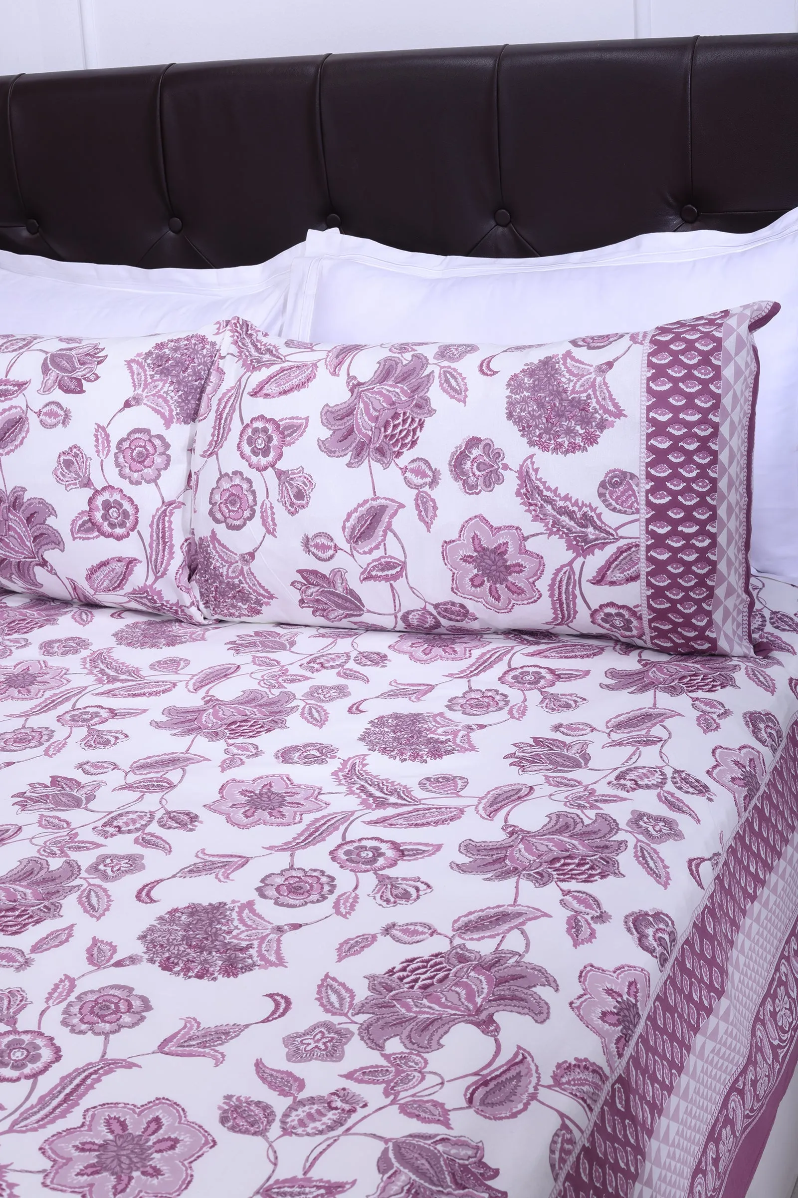 Malaga Chintz Purple Cotton Bedsheet