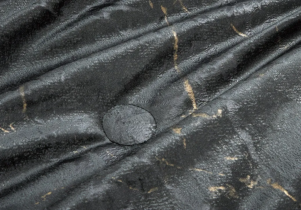 Marble Comforter Quilted Set Bedspread Bed skirt Pillow shams Double, King (Black)