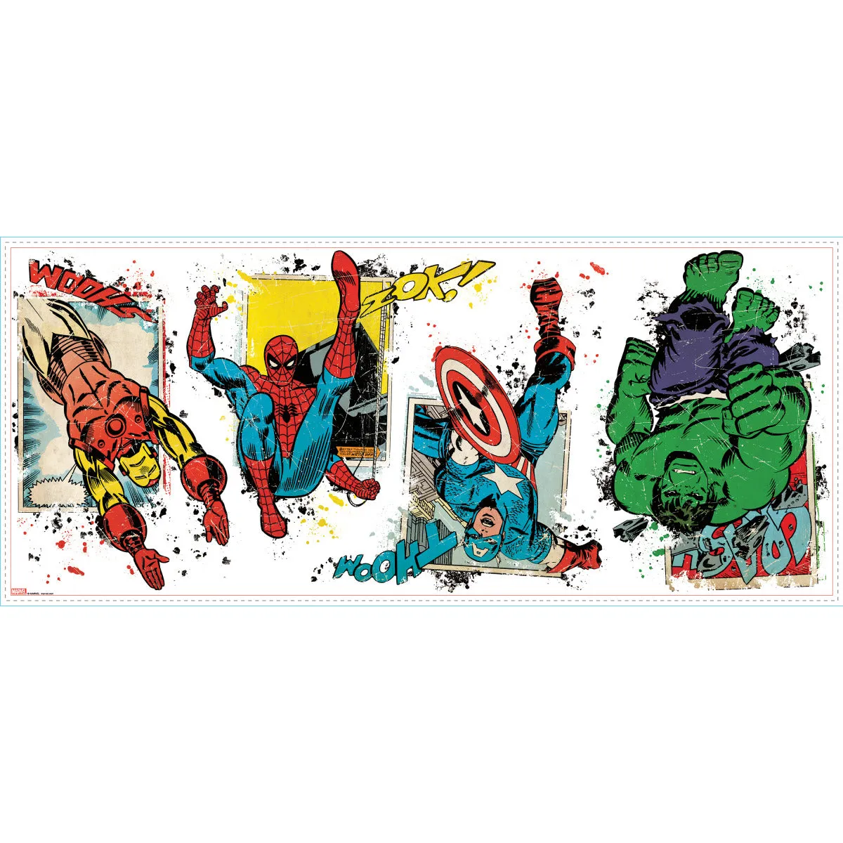 MARVEL SUPERHERO BURST PEEL AND STICK GIANT WALL DECALS