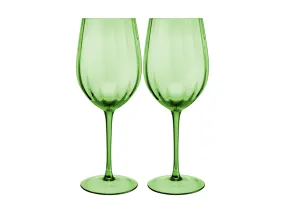 Maxwell & Williams Wicked Pink Goes Good With Green Ribbed Wine Glasses - Elphaba Set of 2