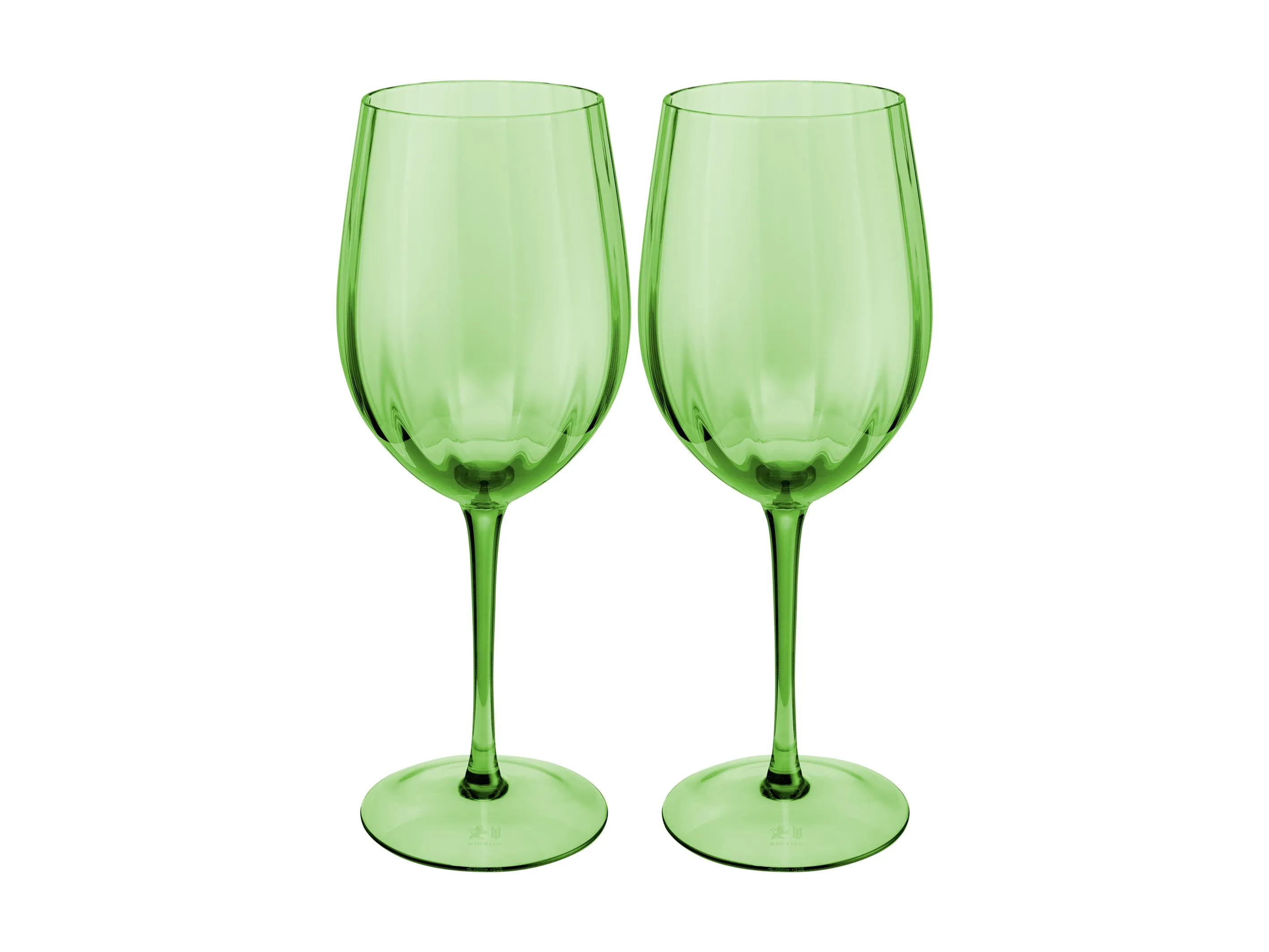 Maxwell & Williams Wicked Pink Goes Good With Green Ribbed Wine Glasses - Elphaba Set of 2