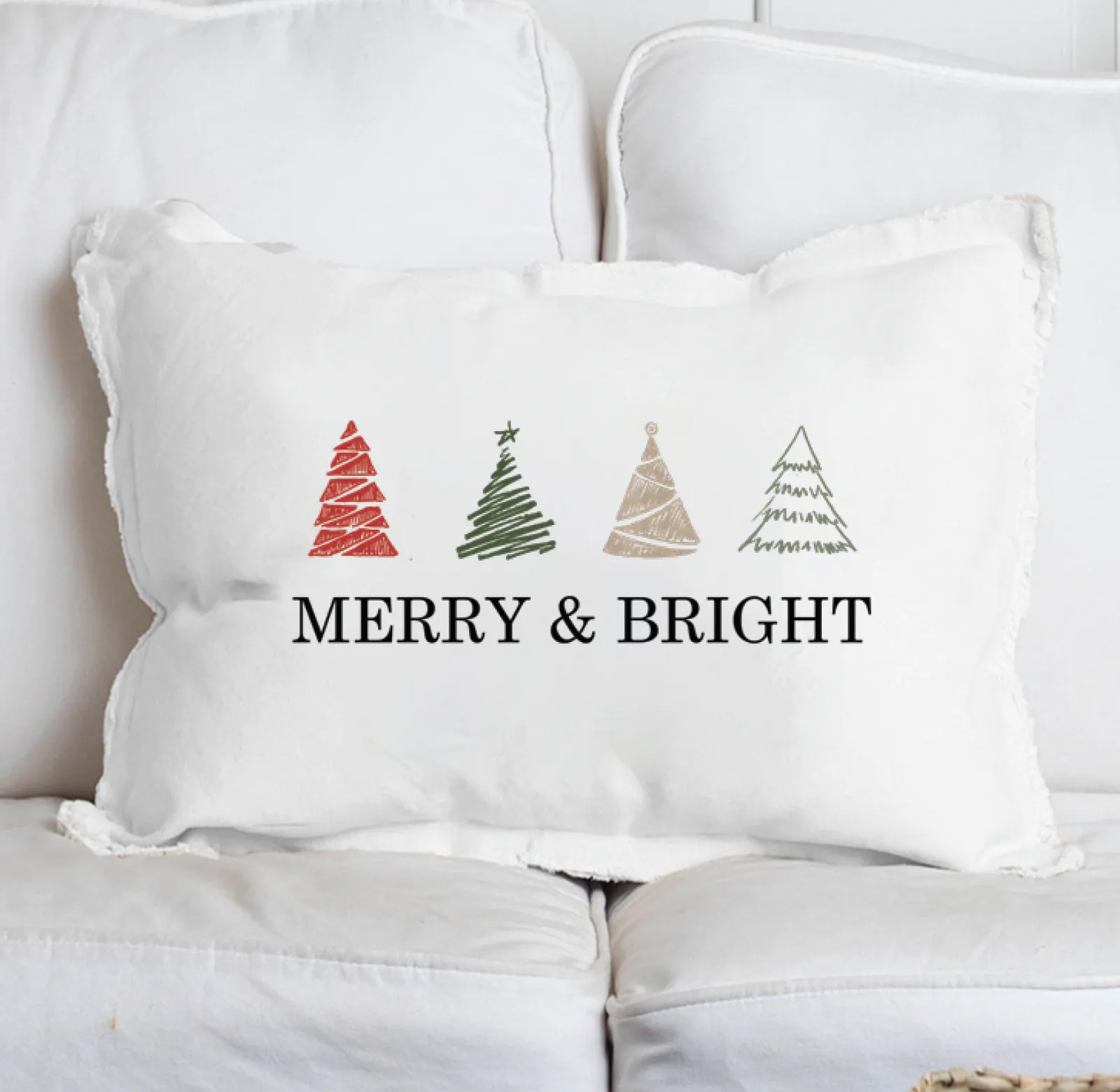 Merry and Bright Trees Lumbar Pillow