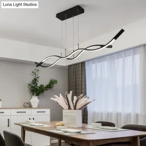 Metal Artistic LED Pendant Light for Dining Room Island with Twisted Lines