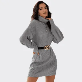 Mid-Length High Neck Pullover Dress