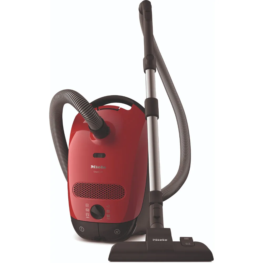 Miele Bagged Vacuum Cleaner Classic C1 Captures 99.9% of Dust, Mango Red