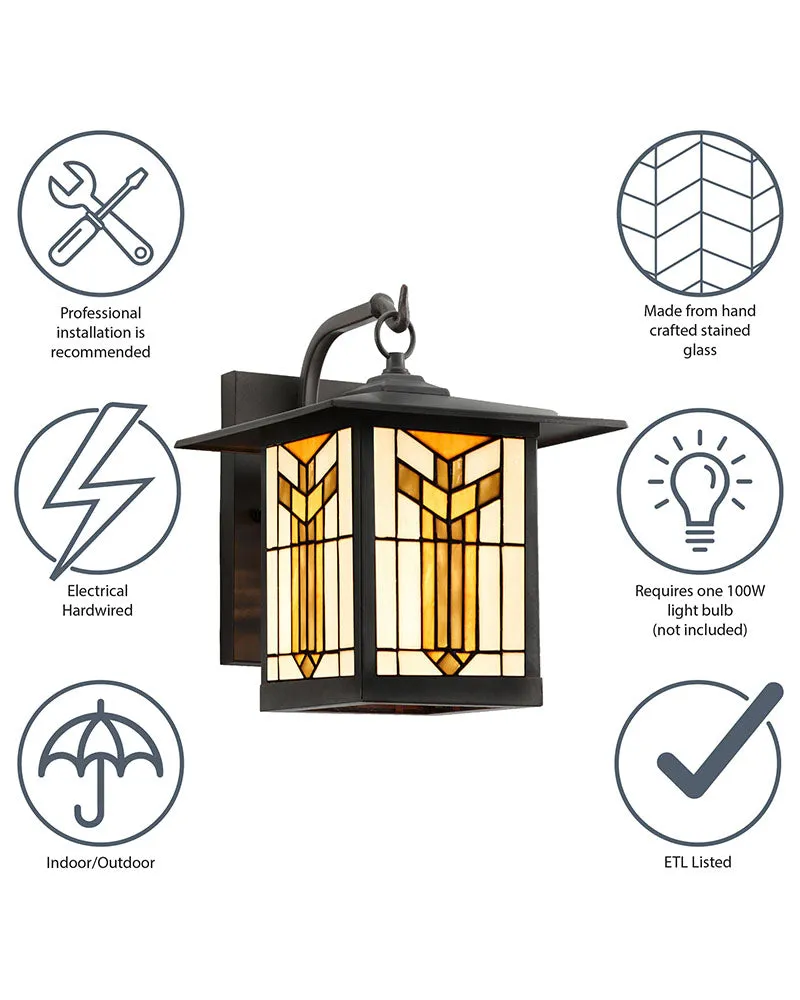 Mission Craftsman Stained Glass Wall Sconce - Thea