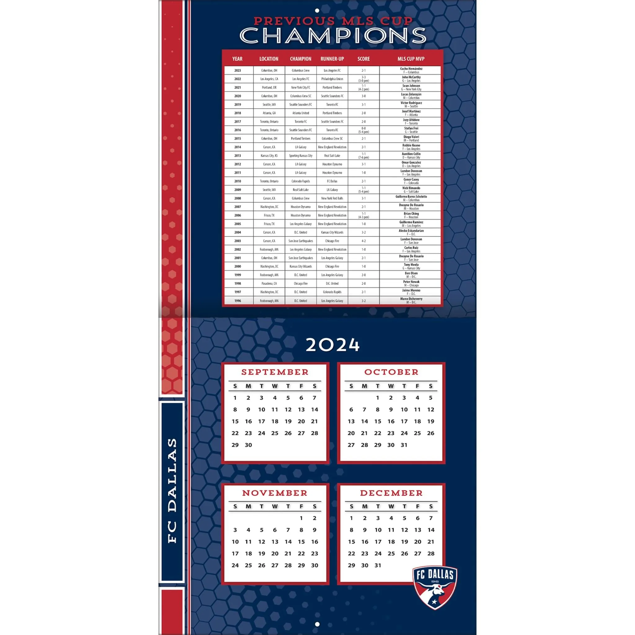 MLS Dallas Wall 2025 Calendar - Online Exclusive