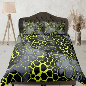 Modern Geometric Neon Green Duvet Cover Colorful Dorm Bedding Set Full Abstract Design King Duvet Cover Queen Duvet Bedspread