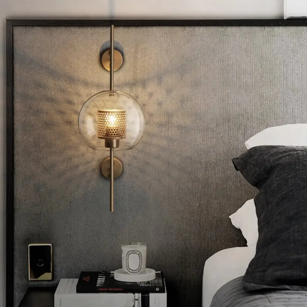 Modern Geometric Wall Lamp - Clear Glass, Single-Bulb, Ideal for Corridors