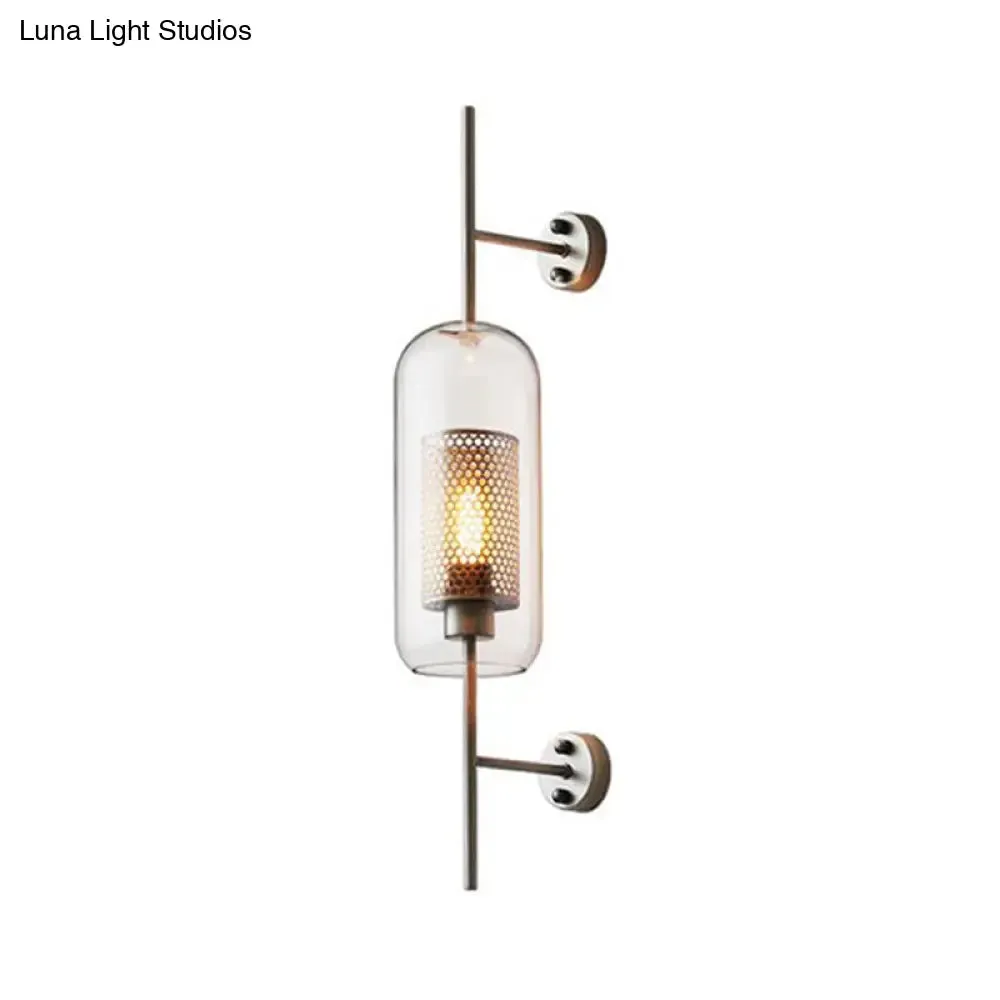 Modern Geometric Wall Lamp - Clear Glass, Single-Bulb, Ideal for Corridors