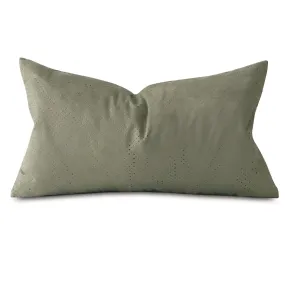 Moss Green Cut-Out Velvet Lumbar Pillow Cover 15x26