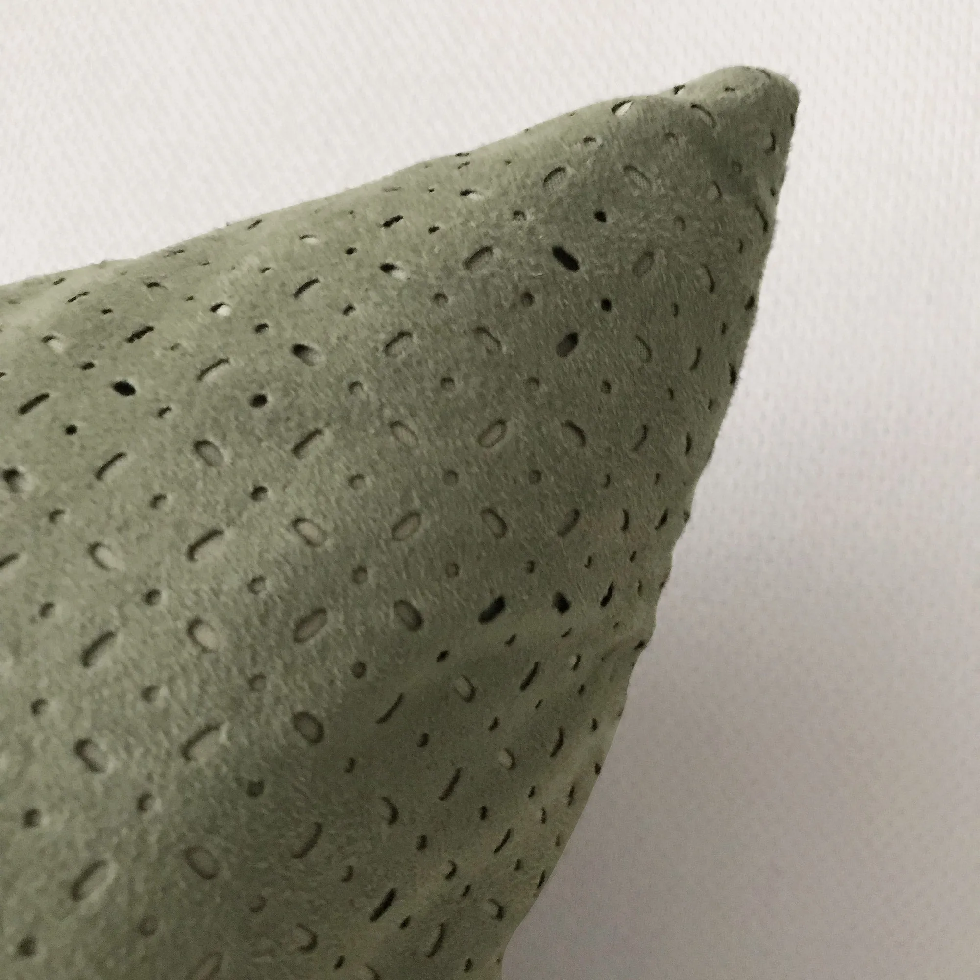 Moss Green Cut-Out Velvet Lumbar Pillow Cover 15x26