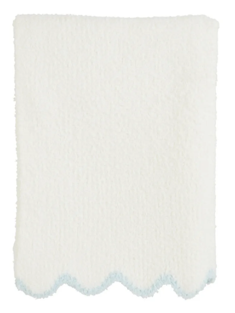 Mudpie Blue Scallop Chenille Blanket