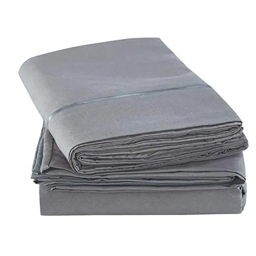 Mueller Ultratemp Bed Sheets Set, Super Soft 1800 Thread Count Egyptian 18-24 Inch Deep Pocket Sheets, Transfers Heat, Breathes Better, Hypoallergenic, Wrinkle, 6Pc, Light Gray King