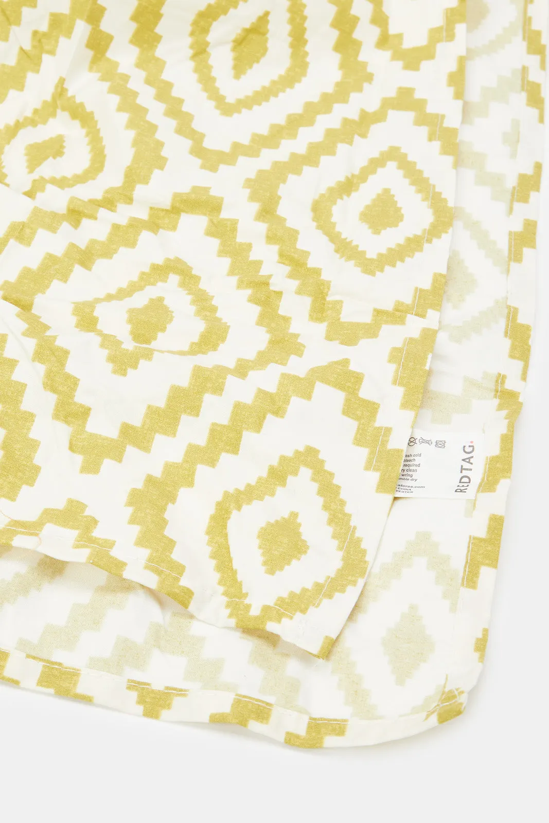 Mustard Geometric Print 3-Piece Flat Sheet (King Size)