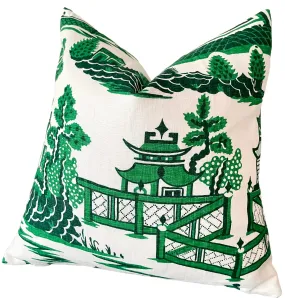 Nanjing pillow cover / Green and White Pillow cover / Schumacher Nanjing Pillow Cover / Chinoiserie Pillow Cover