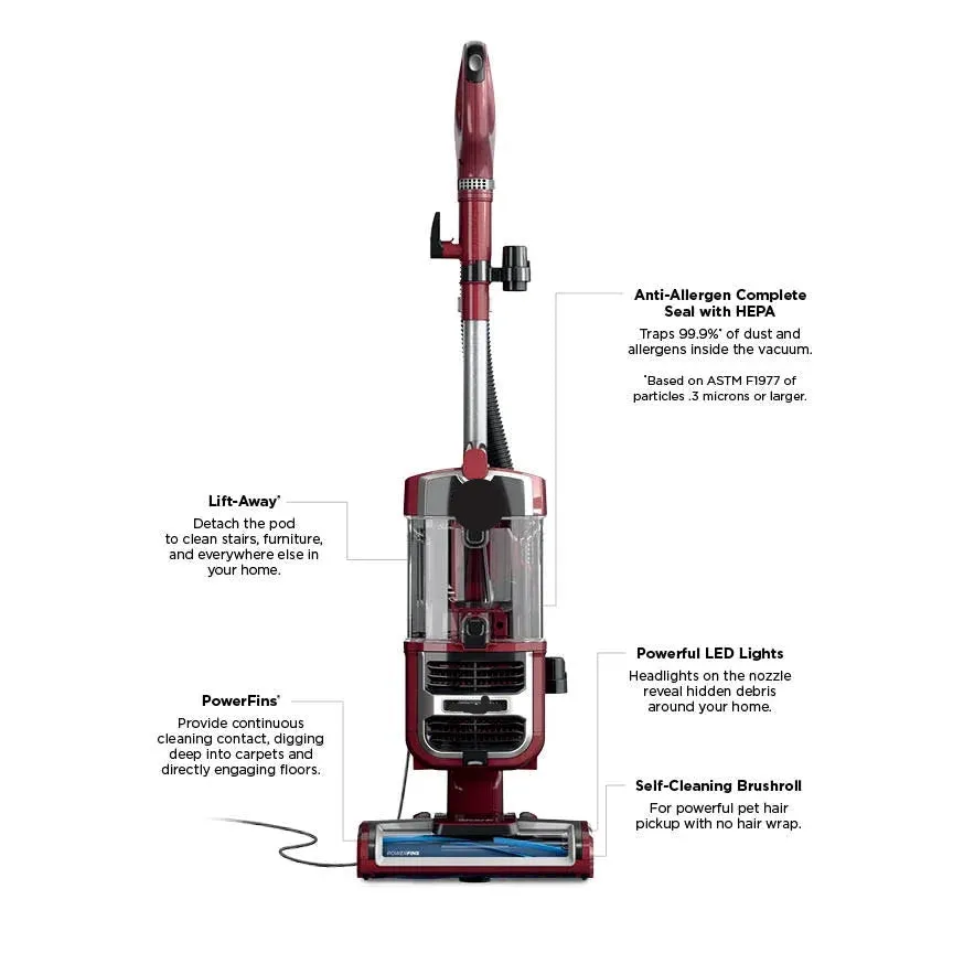 Navigator Pet Upright Vacuum Cleaner - Powerfins Brushroll, HEPA Filter, Anti-Allergen Seal