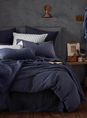 Navy Blue 100% Linen Bed Linen